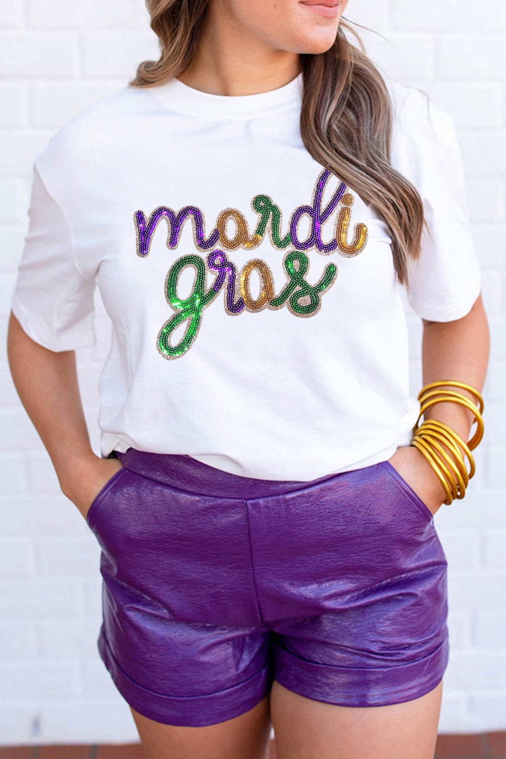 White Mardi Gras Tee