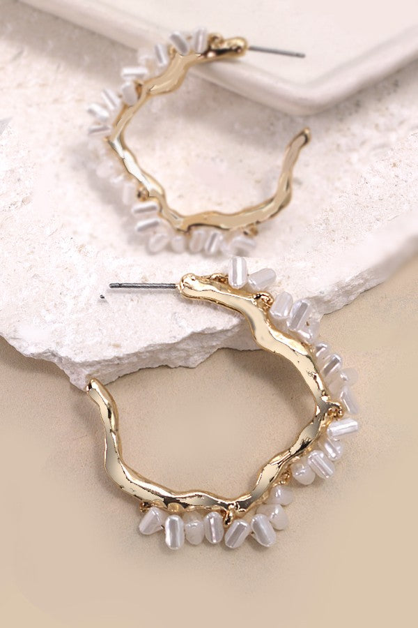 Pearl Seed Beaded Hoops