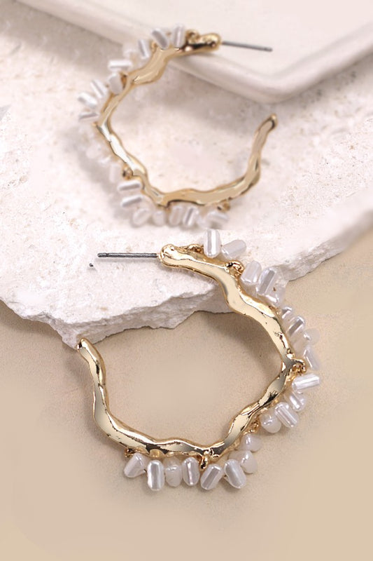Pearl Seed Beaded Hoops