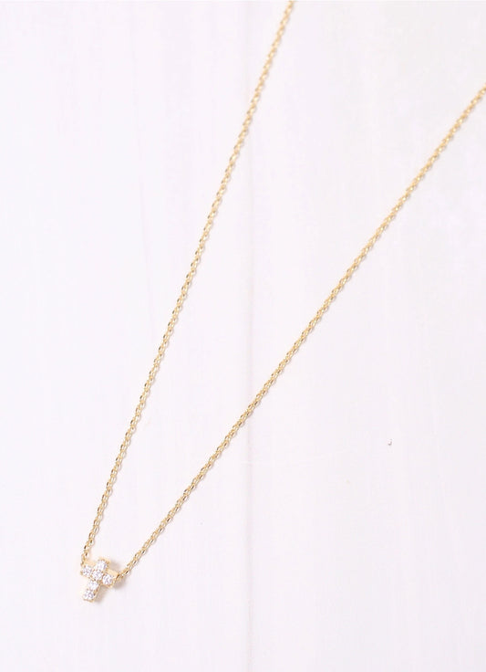 Mini Rhinestone Cross Necklace