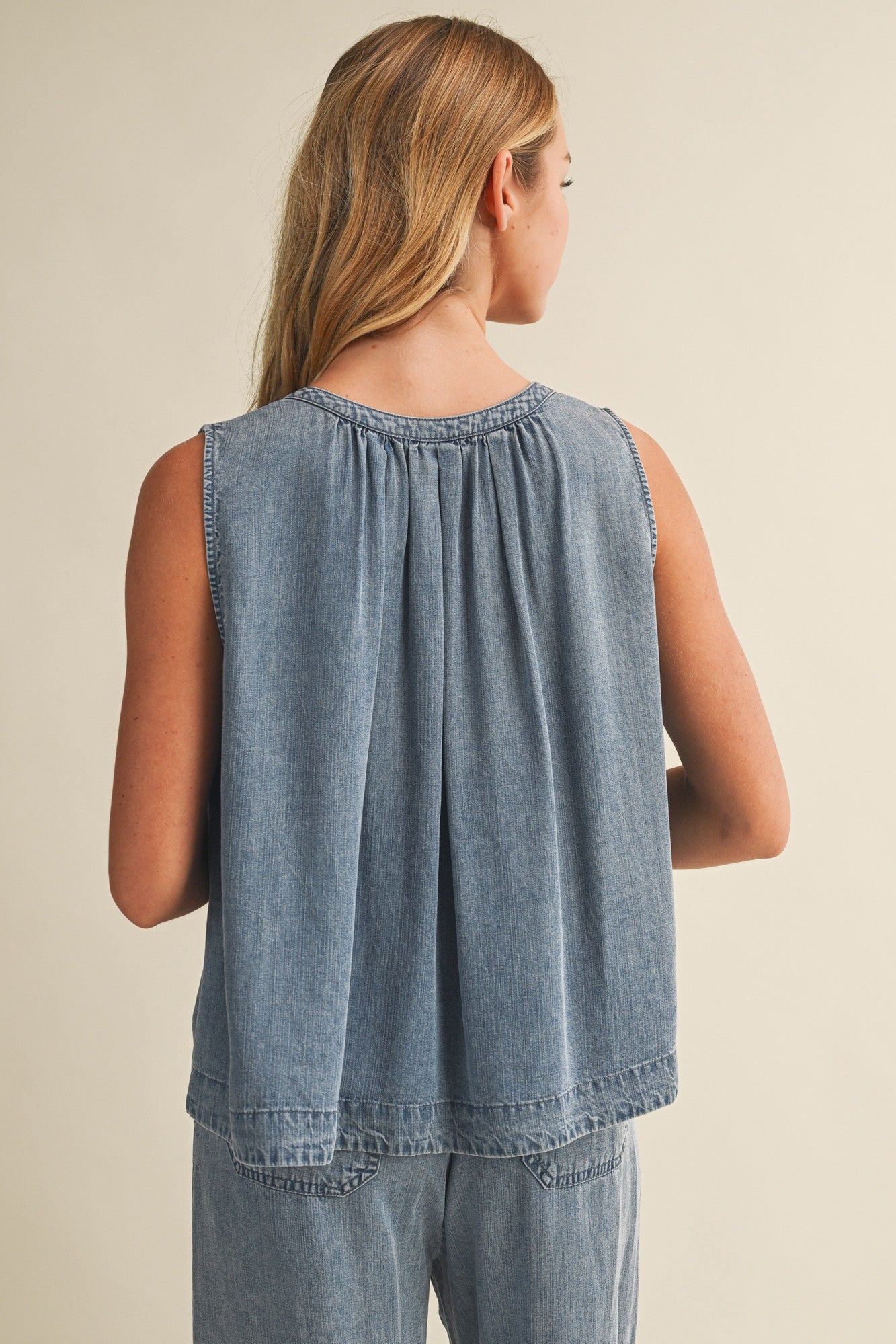 Washed Denim Sleeveless Top