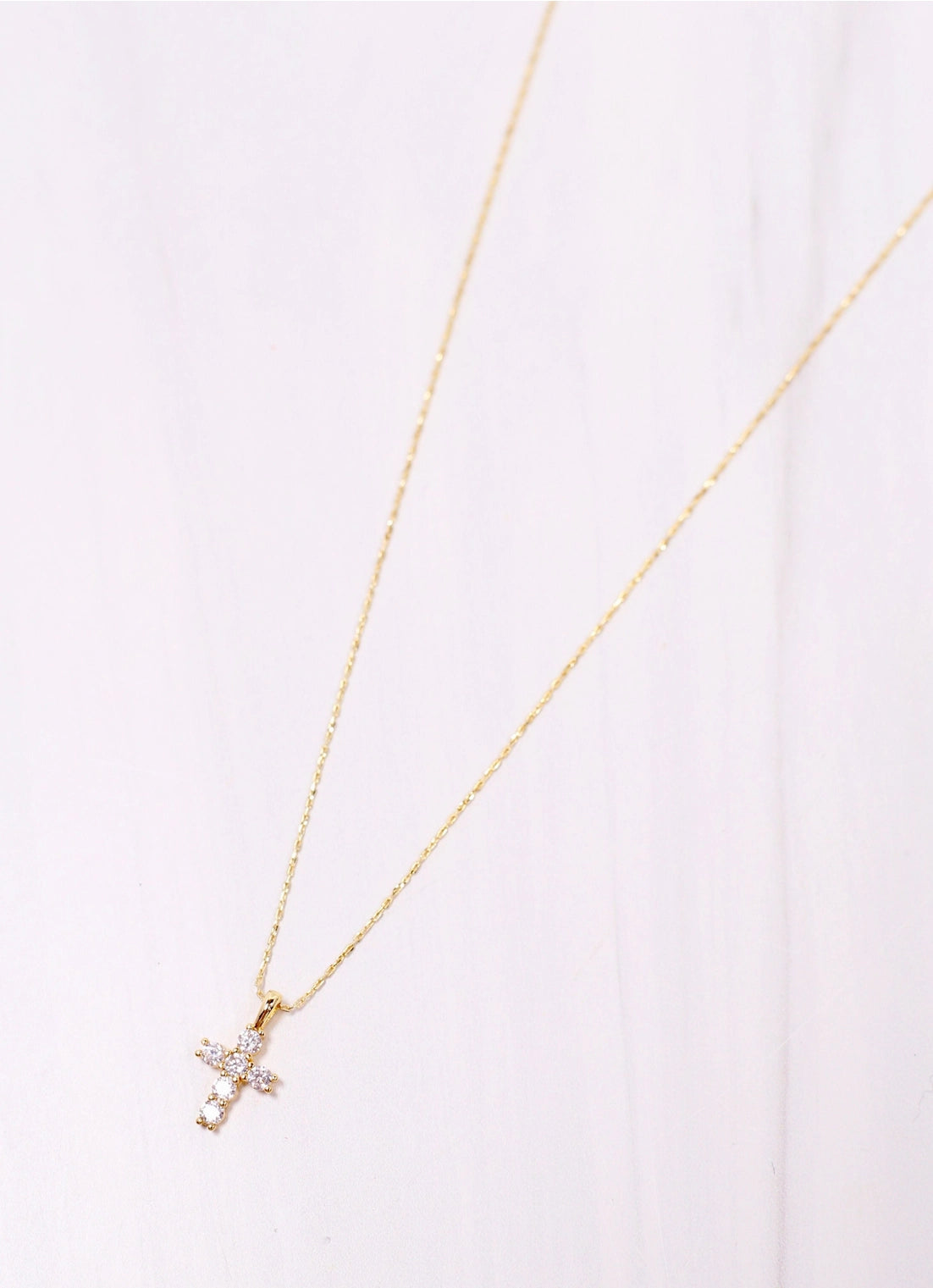 Hanging Rhinestone Cross Necklace