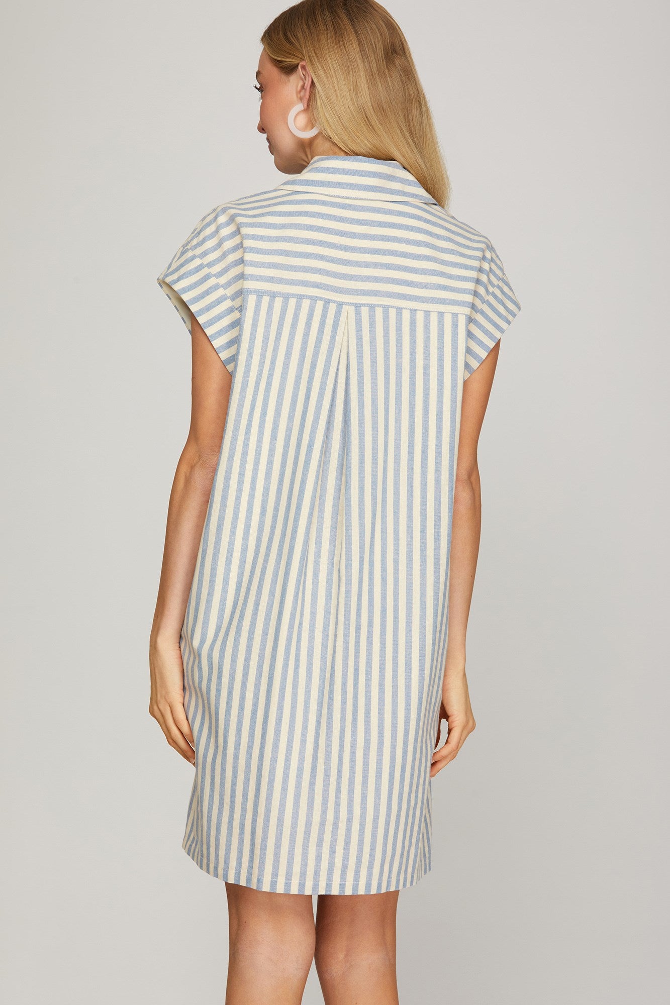 Stipe Collared Button down Dress