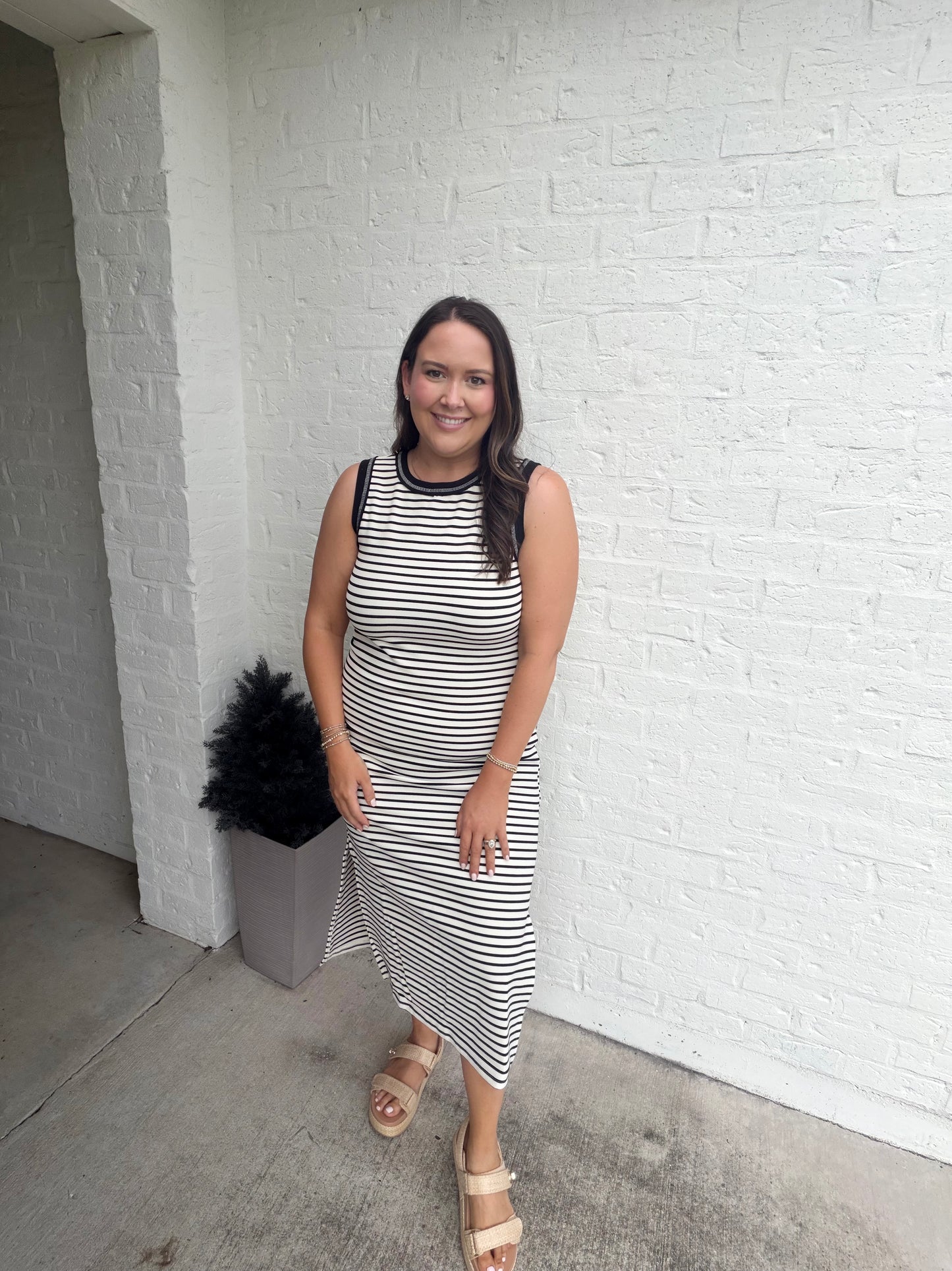 Stripe fitted everyday dress