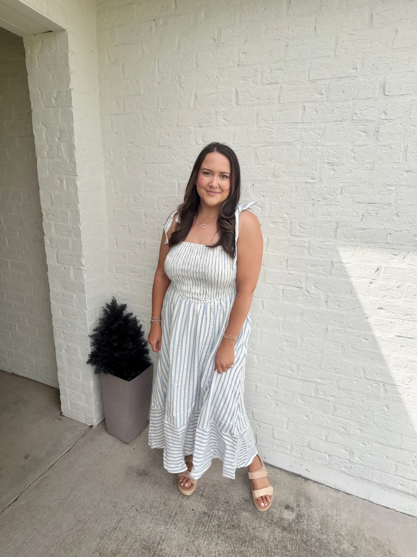 Stripe smock dress blue