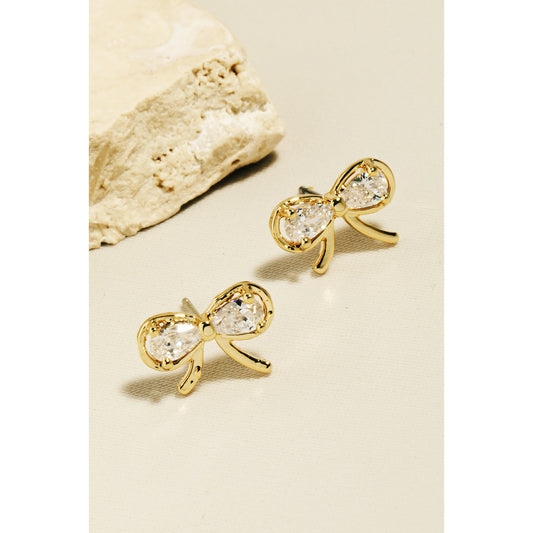 Tiny Gold and Rhinestone Bow