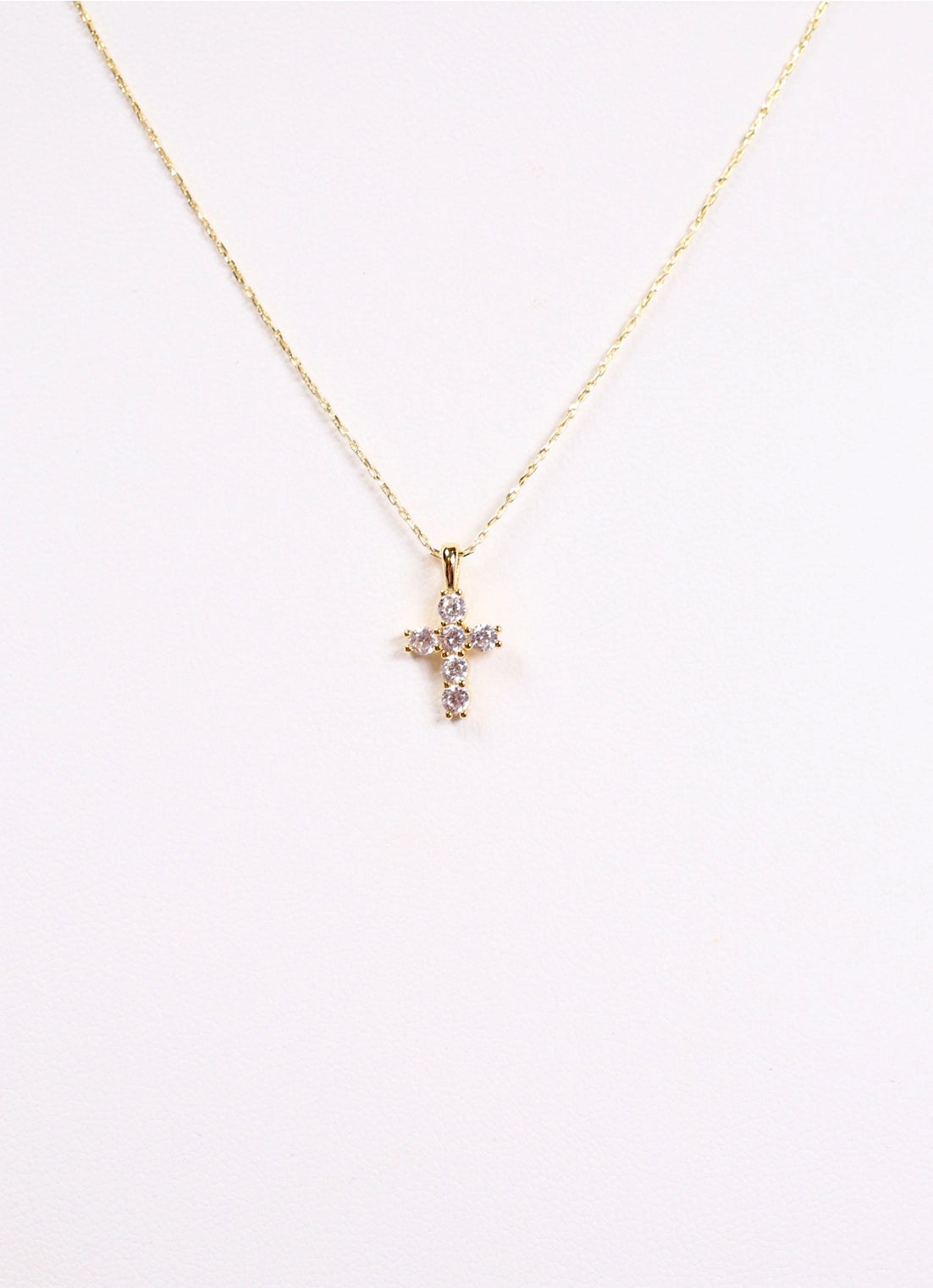 Hanging Rhinestone Cross Necklace