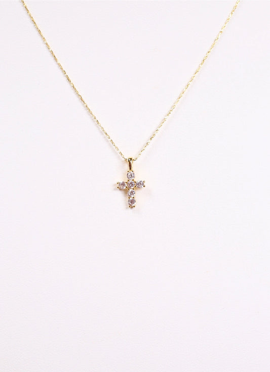 Hanging Rhinestone Cross Necklace