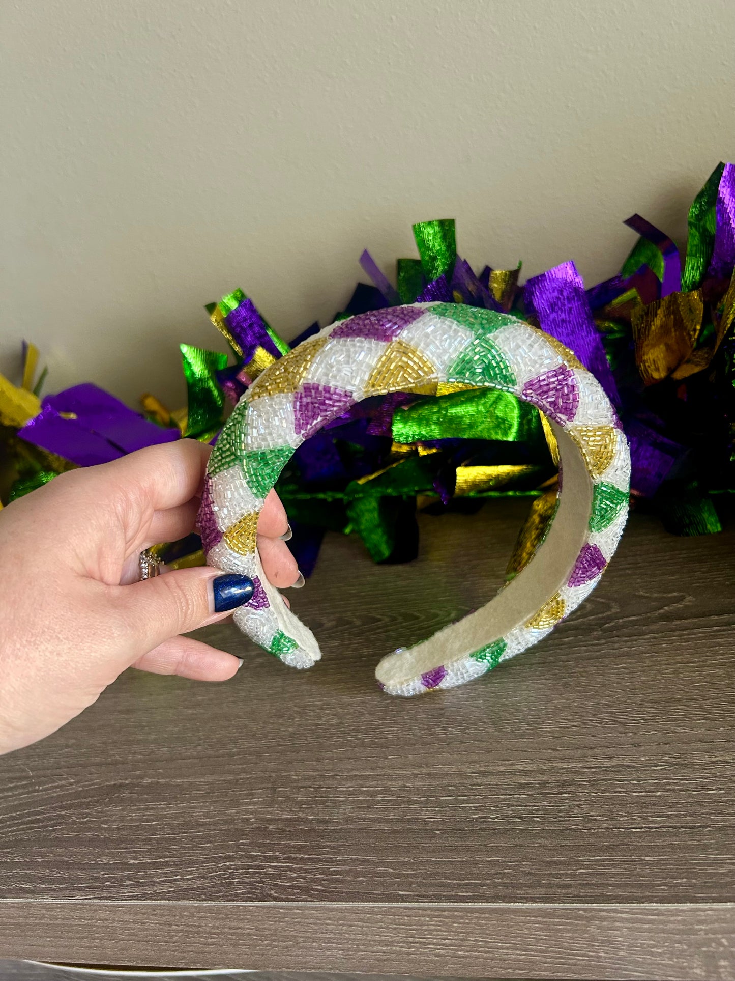 White beaded MG headband