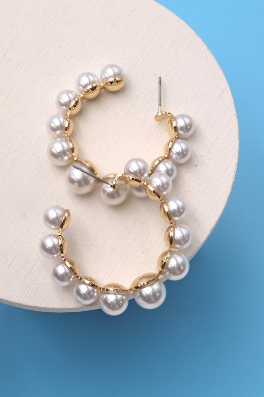 Large Pearl Hoops