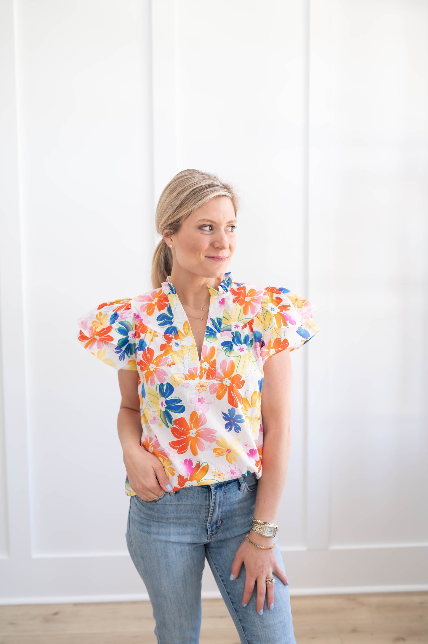 Floral Flutter Blouse