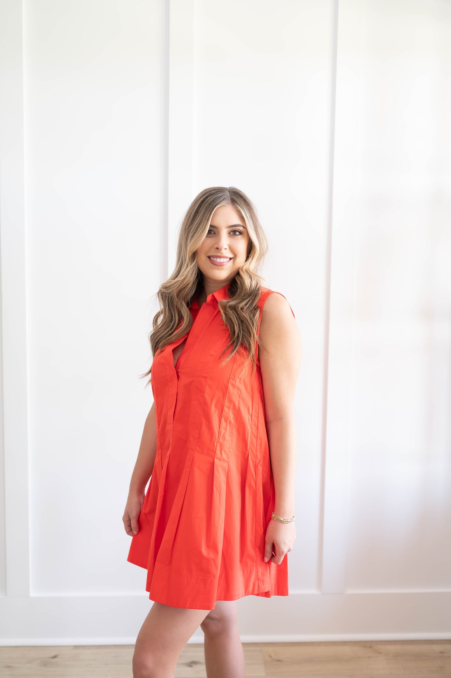 Drop Waist Pleated Dress
