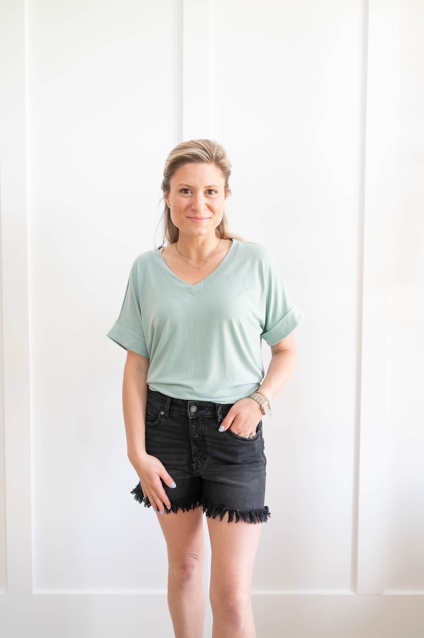 Mid-Rise Frayed Hem Black Denim (PLUS Size too!)