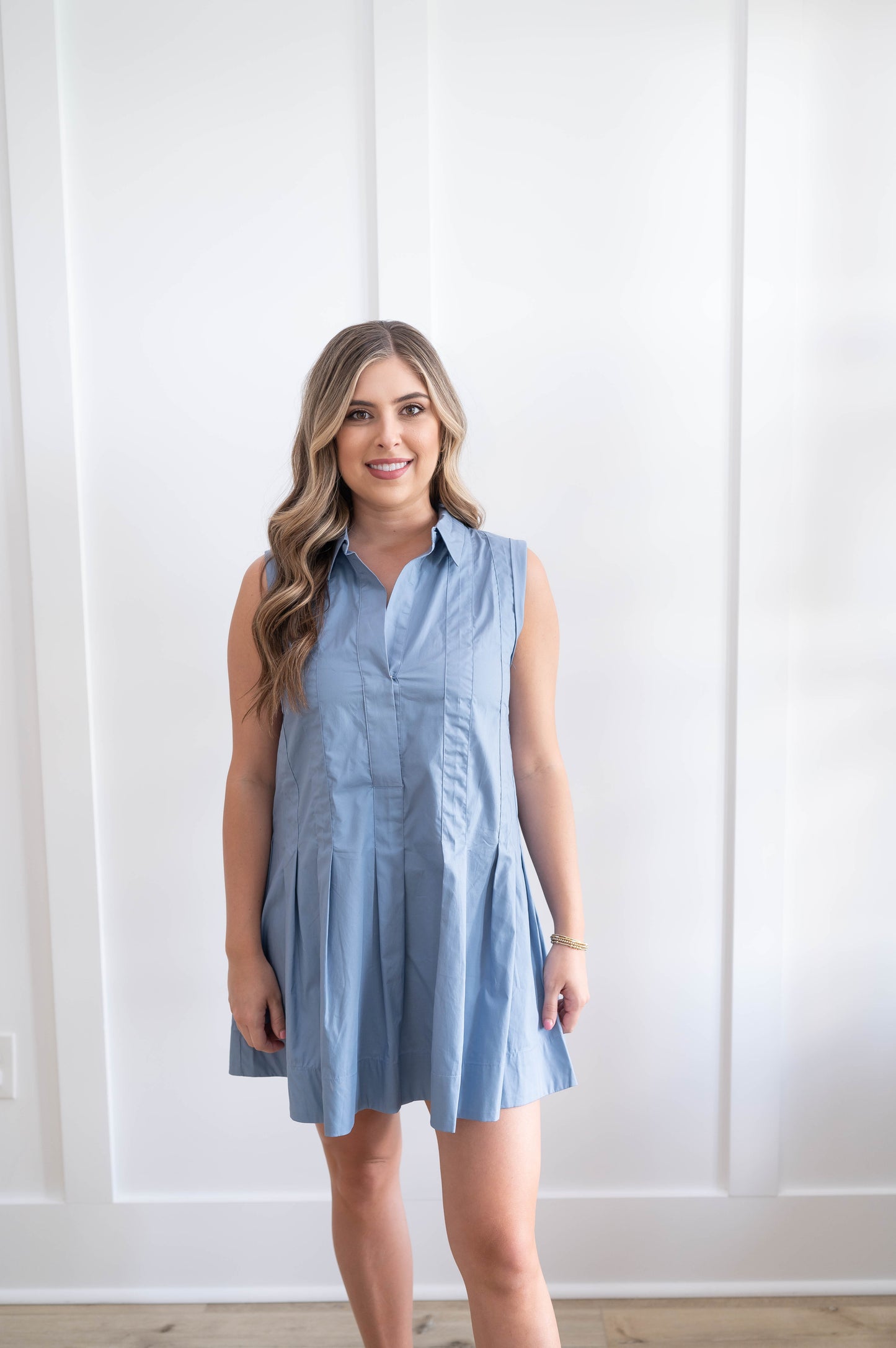 Drop Waist Pleated Dress