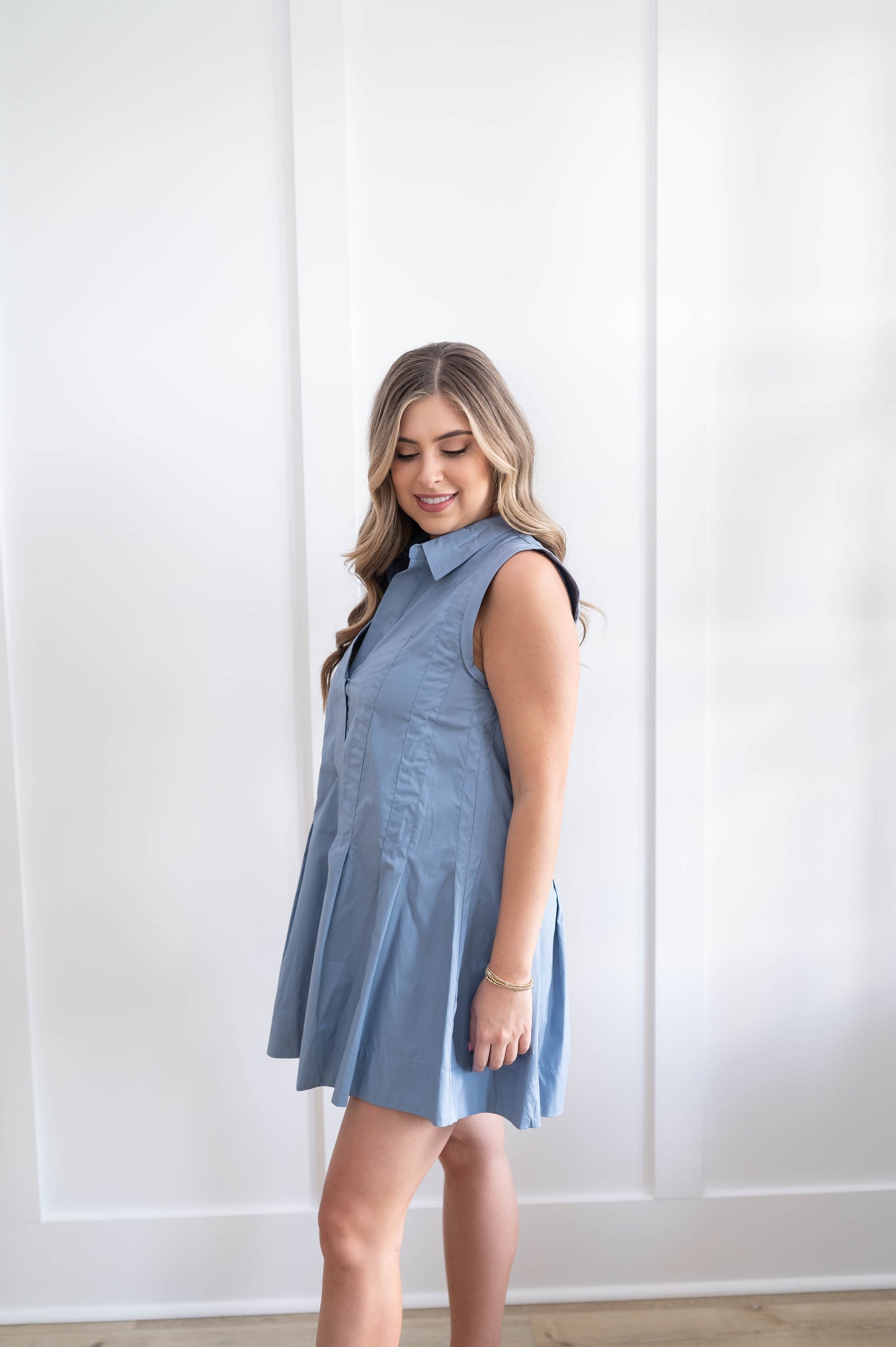 Drop Waist Pleated Dress