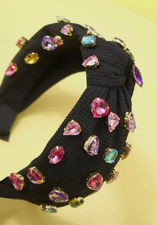 Black Rhinestone Knot Headband