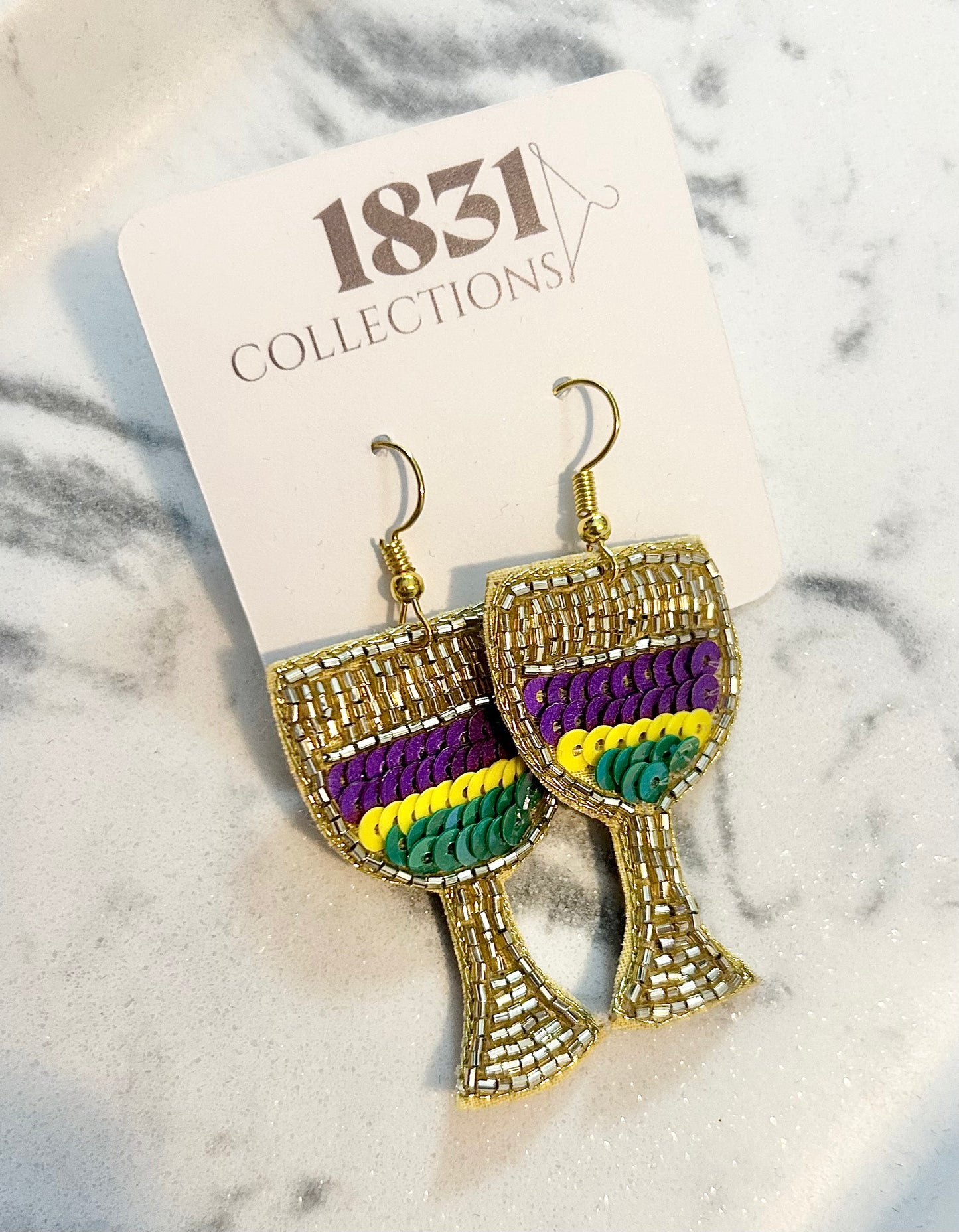 Beaded gold cup earrings
