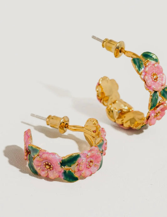 Floral hoop earrings