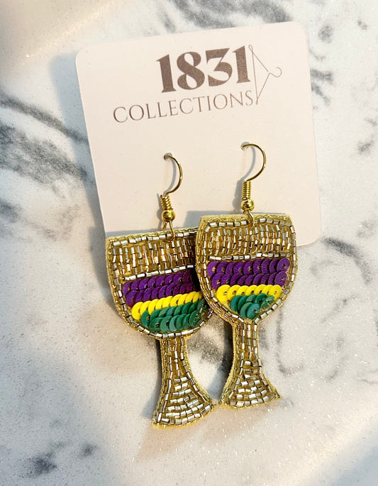 Beaded gold cup earrings