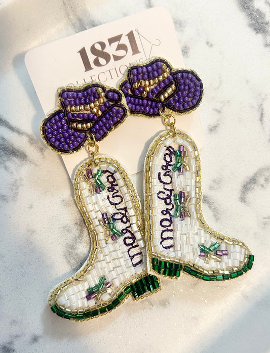 Beaded Boot and Hat earrings