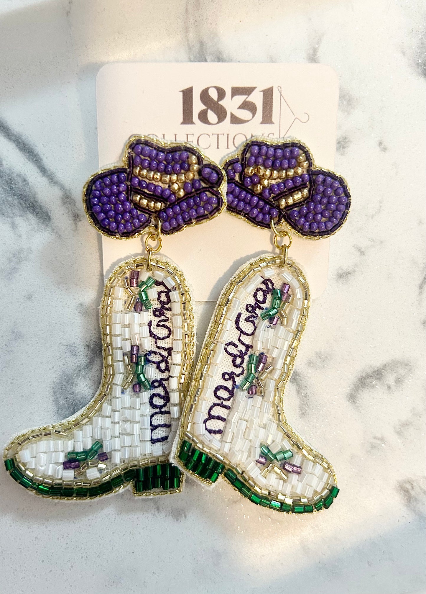 Beaded Boot and Hat earrings