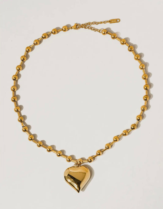 Non tarnish large heart necklace gold