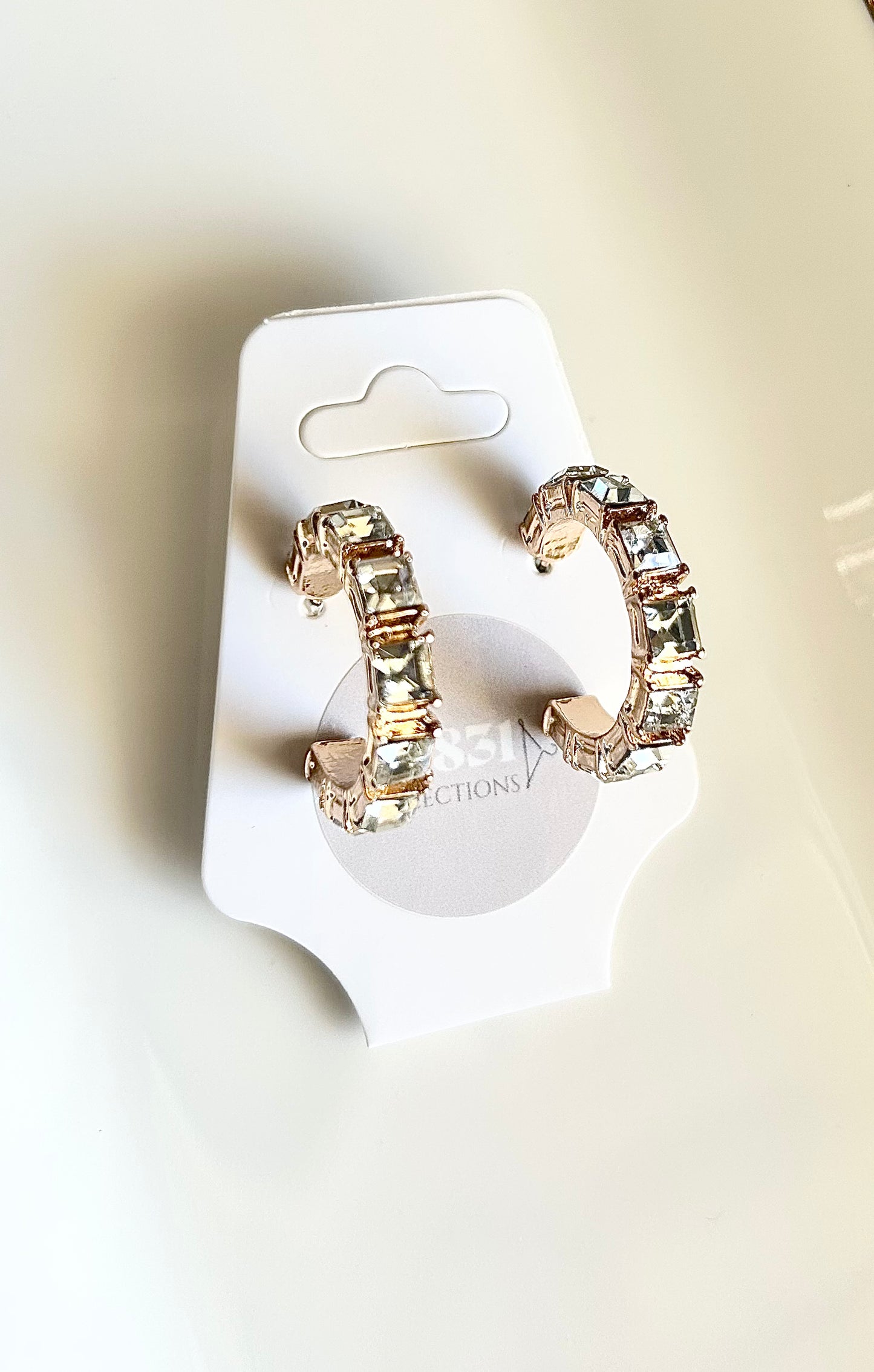 Rhinestone Hoops Gold