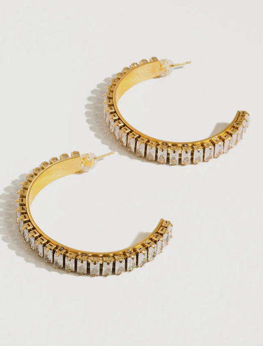 Large rhinestone hoops non tarnish