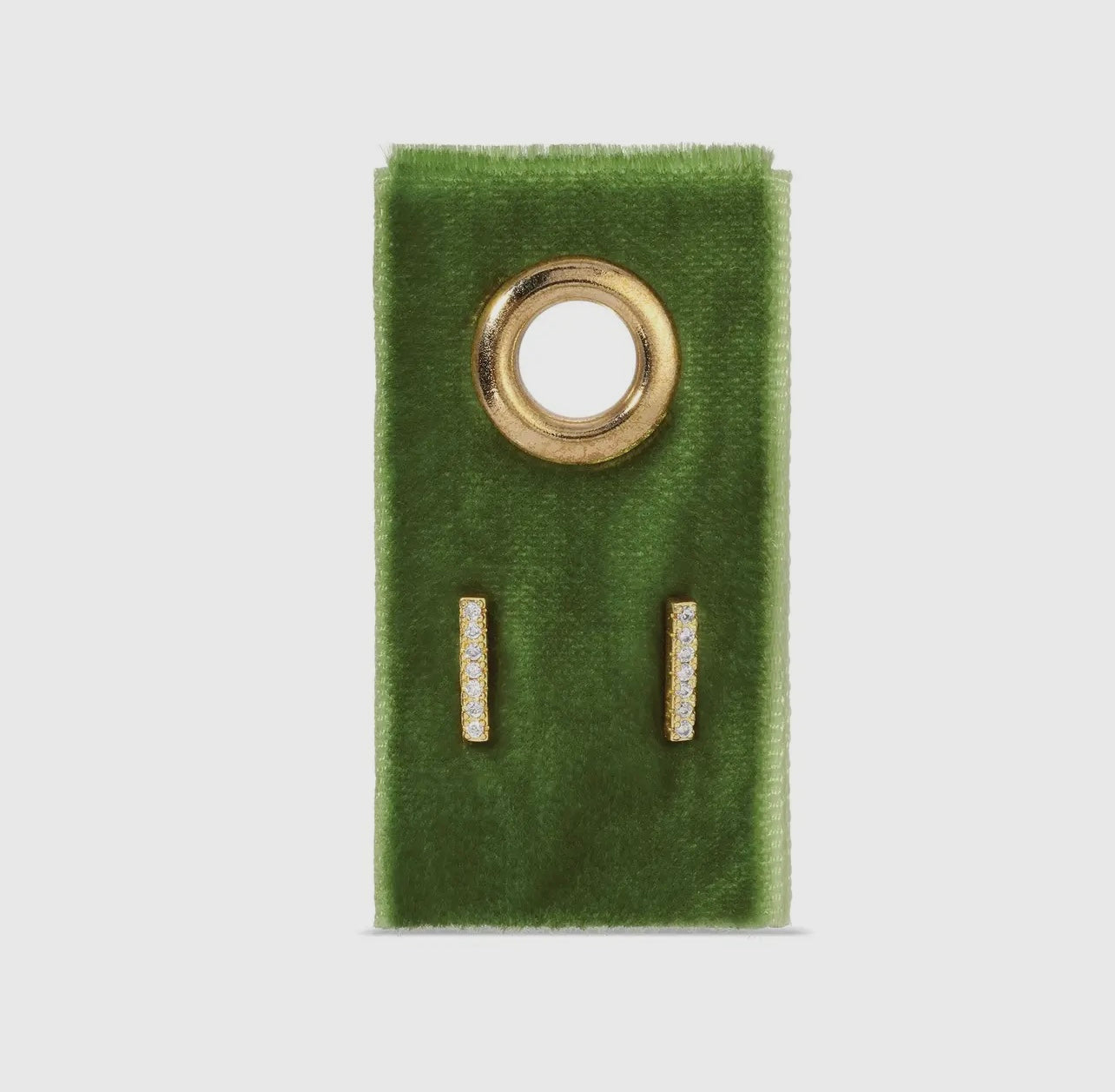 Pave Bar Studs on Velvet Tag