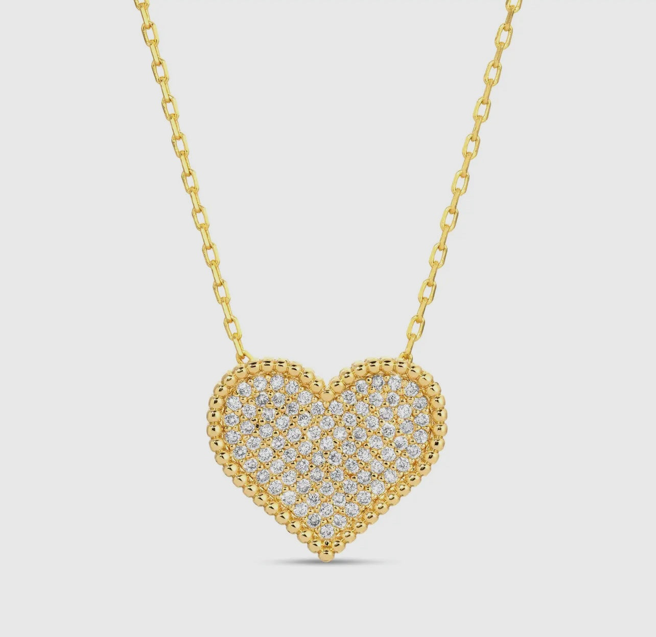 3D Rhinestone Heart Necklace