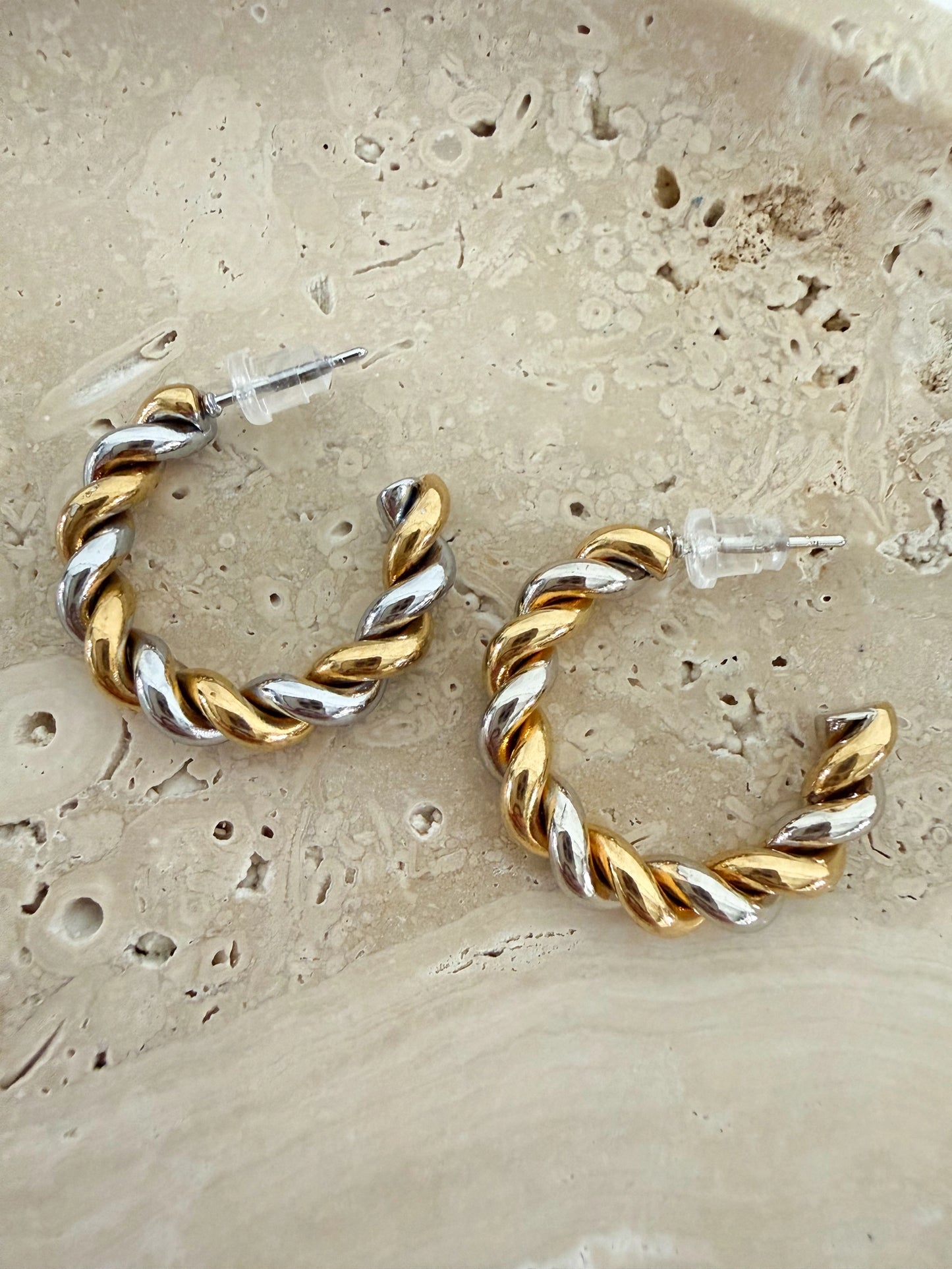 Mixed Metal Twisted hoops waterproof