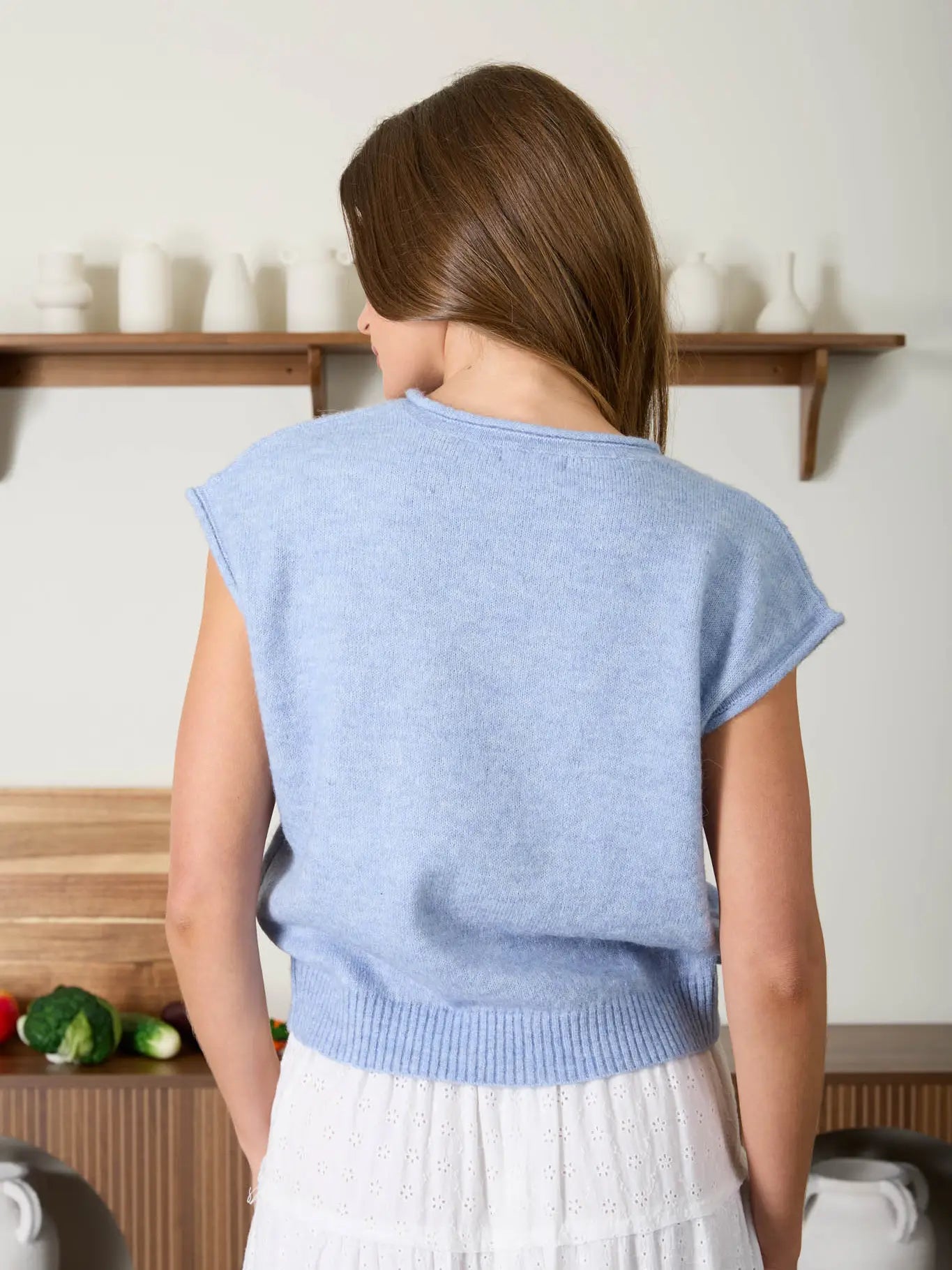 Blue Raw Edge button down sweater