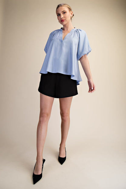 V-neck Bubble sleeve Blouse