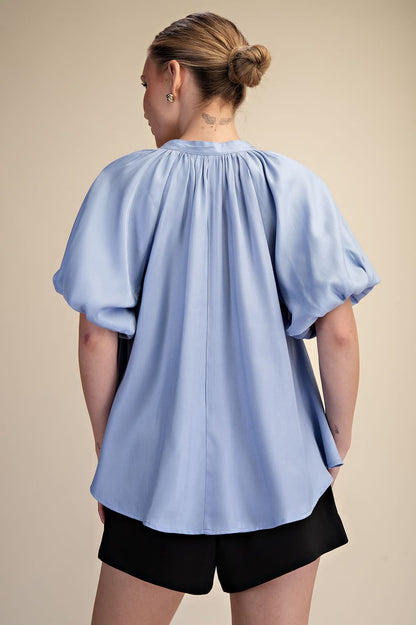 V-neck Bubble sleeve Blouse