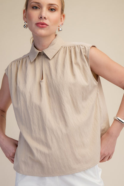 Sleeveless Keyhole Blouse