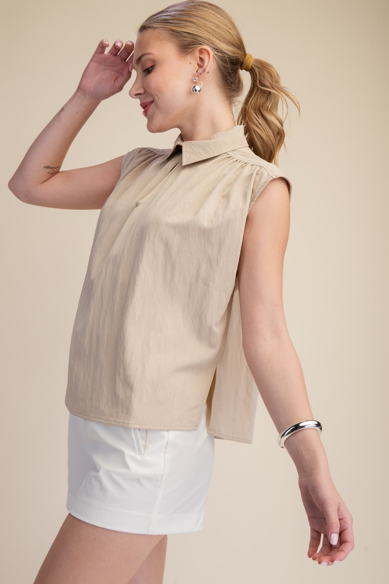 Sleeveless Keyhole Blouse