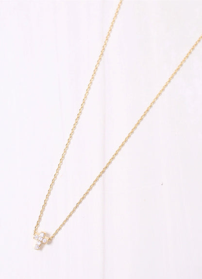 Mini Rhinestone Cross Necklace