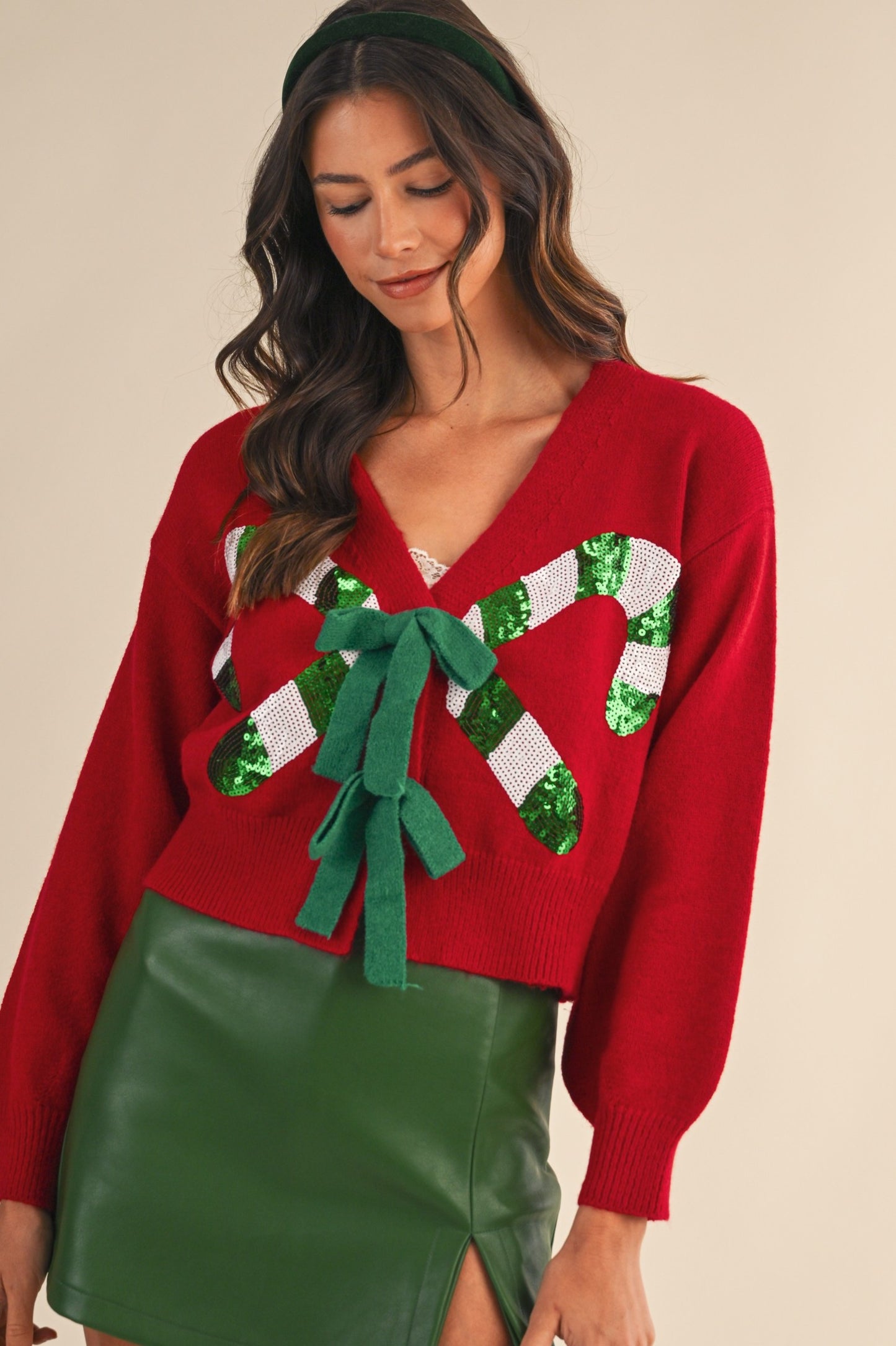 Candy Cane Sequin Sweater
