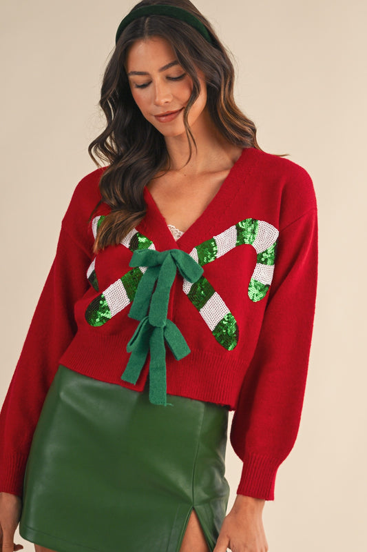 Candy Cane Sequin Sweater