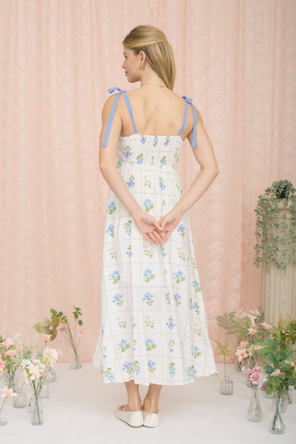 Scallop Tie Strap Midi Dress