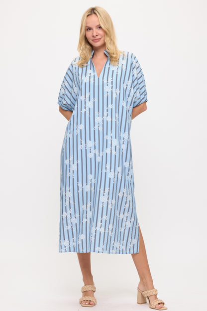 Stripe and Floral Maxi Dress