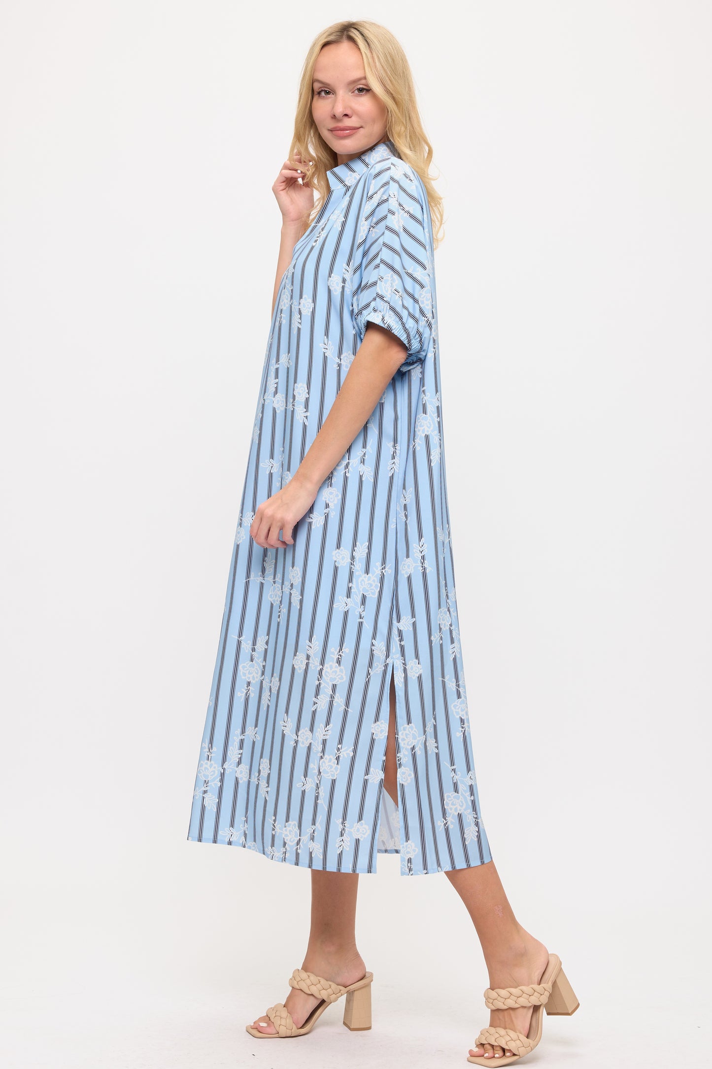 Stripe and Floral Maxi Dress