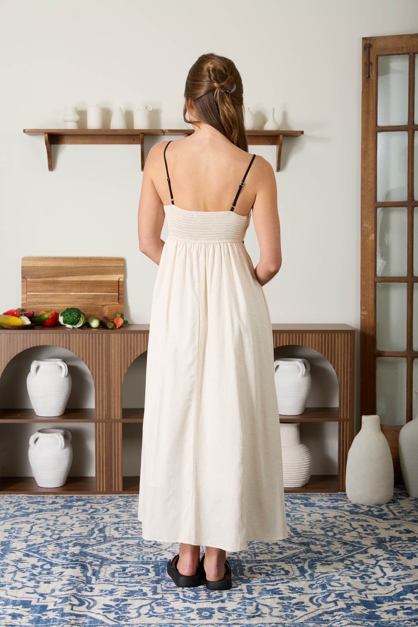 Black and white empire waist dress