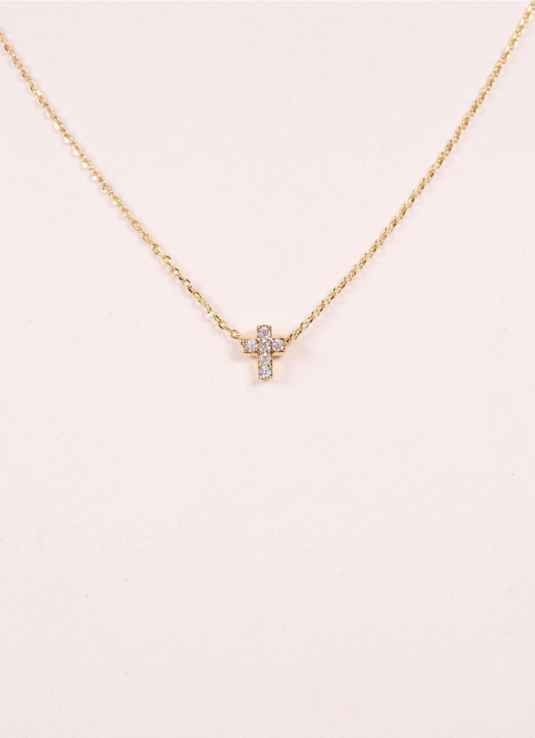 Mini Rhinestone Cross Necklace
