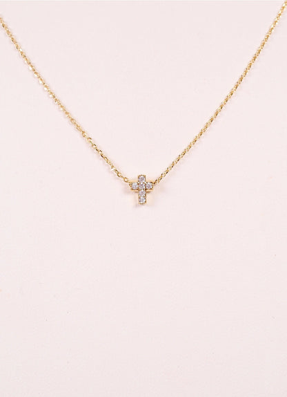 Mini Rhinestone Cross Necklace