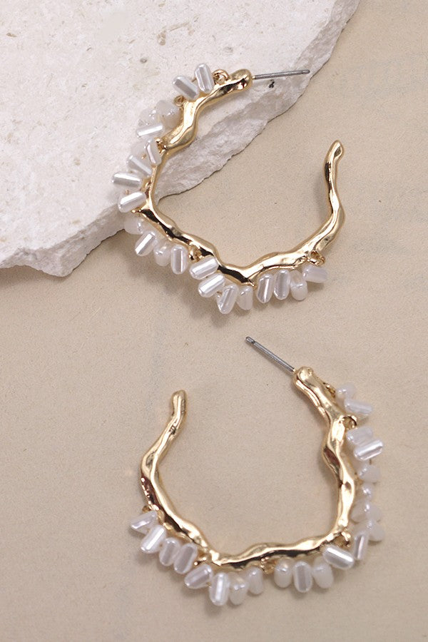 Pearl Seed Beaded Hoops