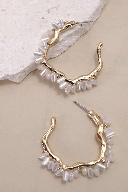Pearl Seed Beaded Hoops