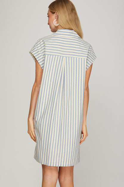 Stipe Collared Button down Dress
