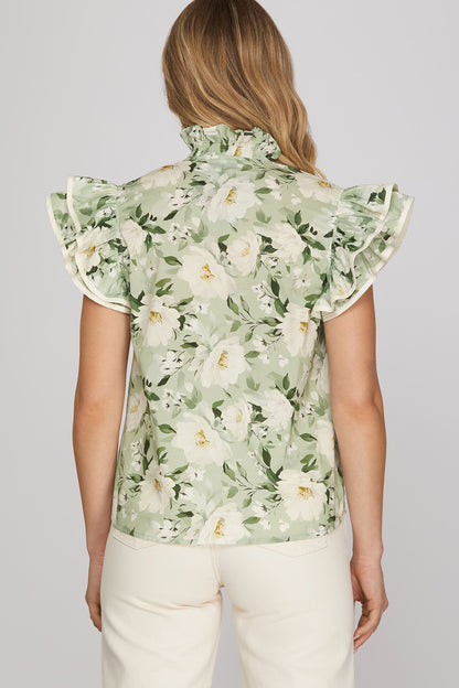 Ruffle Sleeve Floral Top