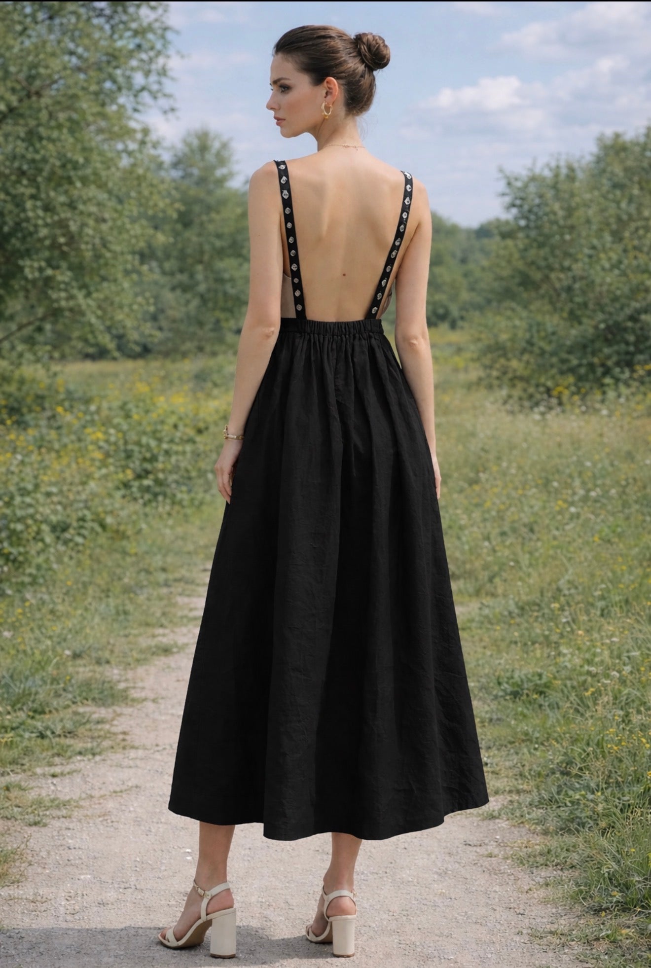 Eyelet detail cut out maxi dress